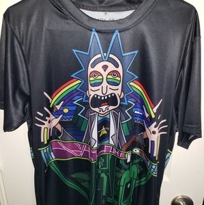 Trippy Rick and morty t-shirt front&back